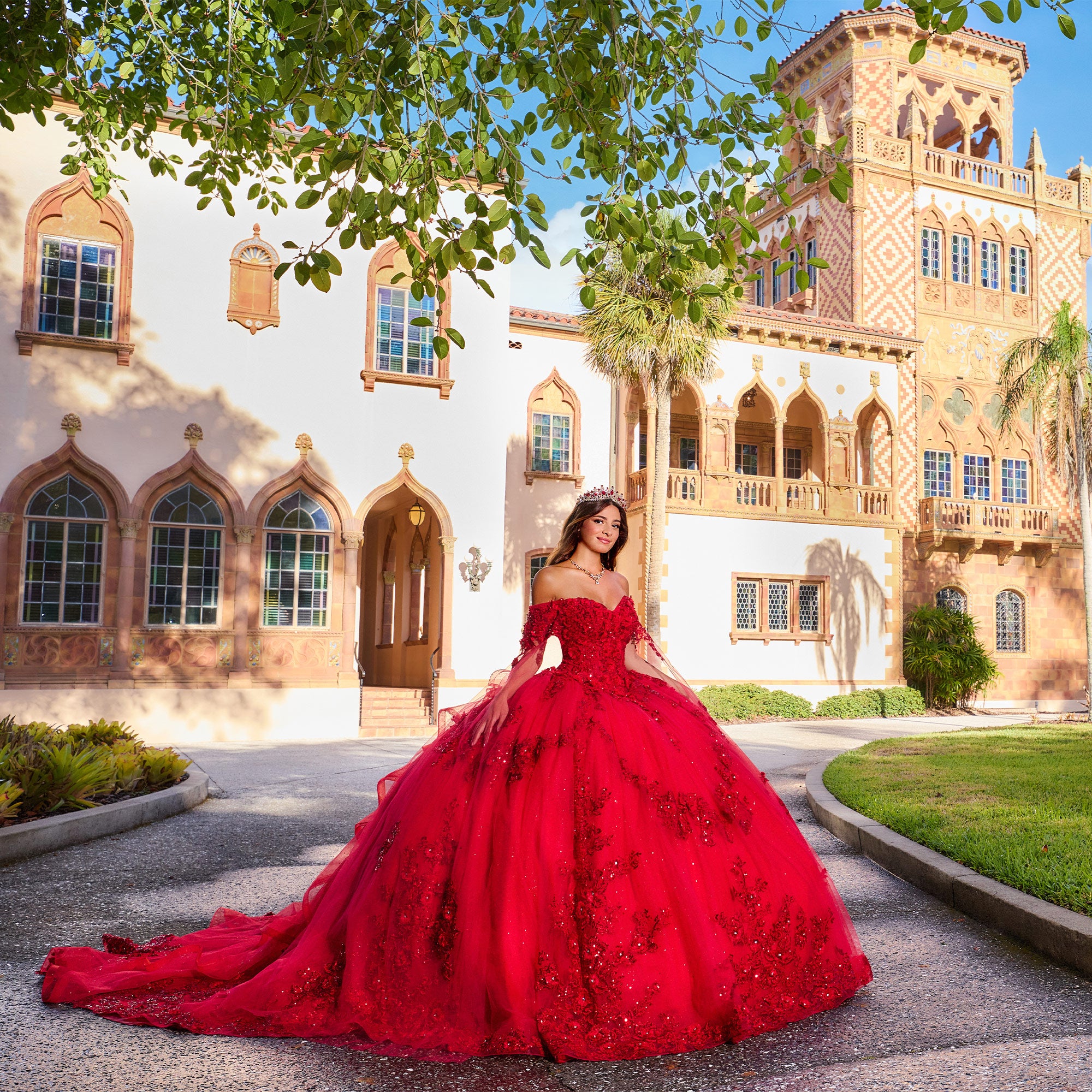 Princesa by Ariana Vara PR30116 - Floral Ruffled Back Ballgown