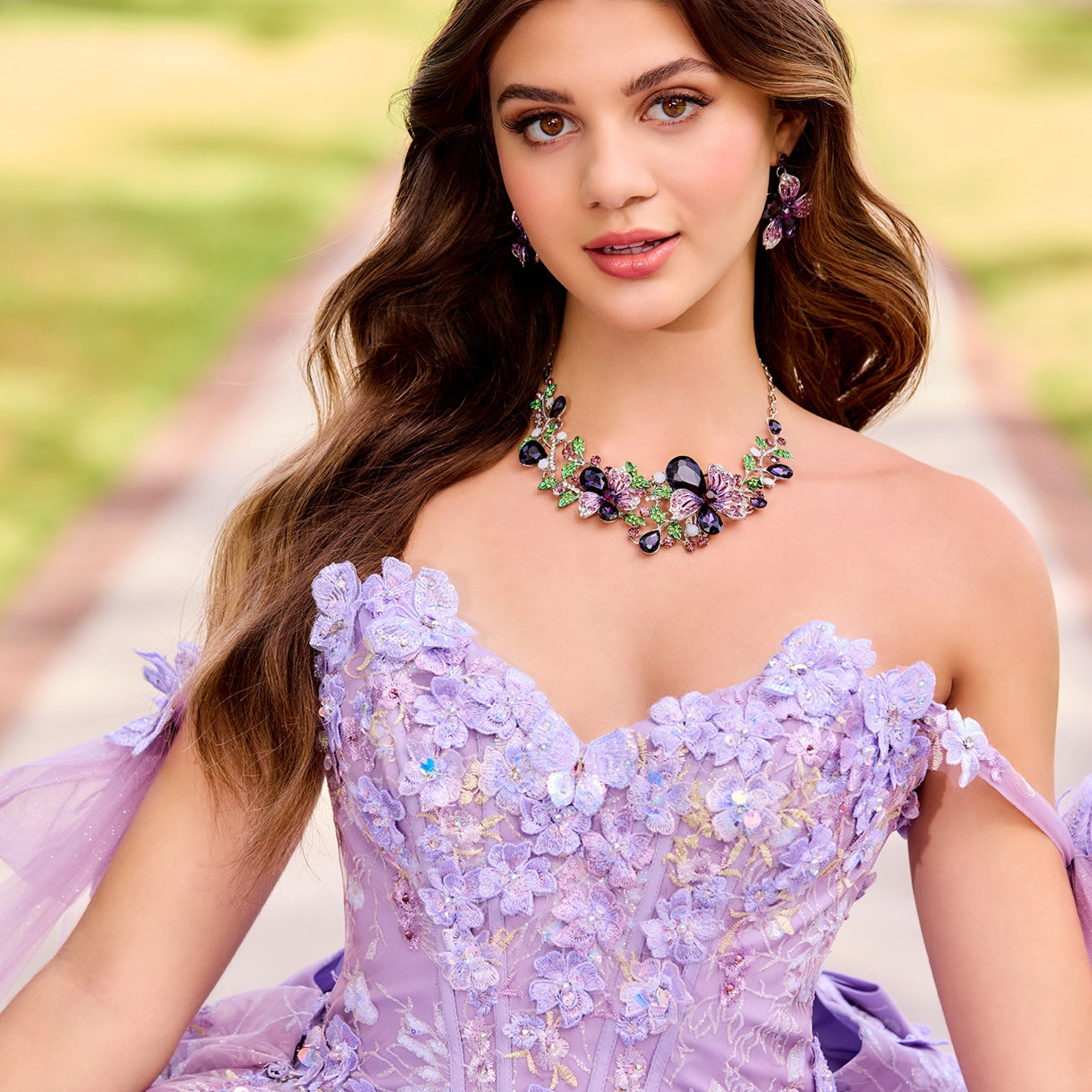 Princesa by Ariana Vara PR30135-Panel Train Detachable Strap Quince