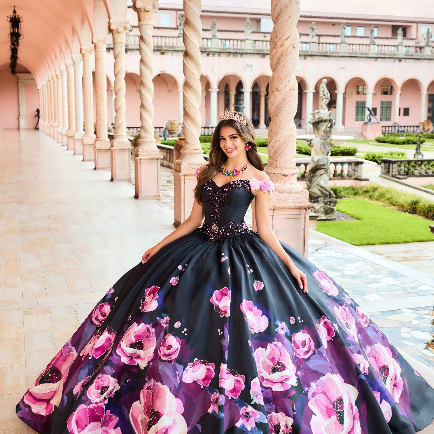 Princesa by Ariana Vara PR30151- Floral 2-way Skirt Quince