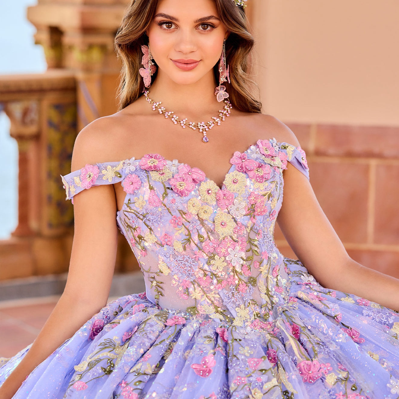 Princesa by Ariana Vara PR30155- Floral Illusion Corset