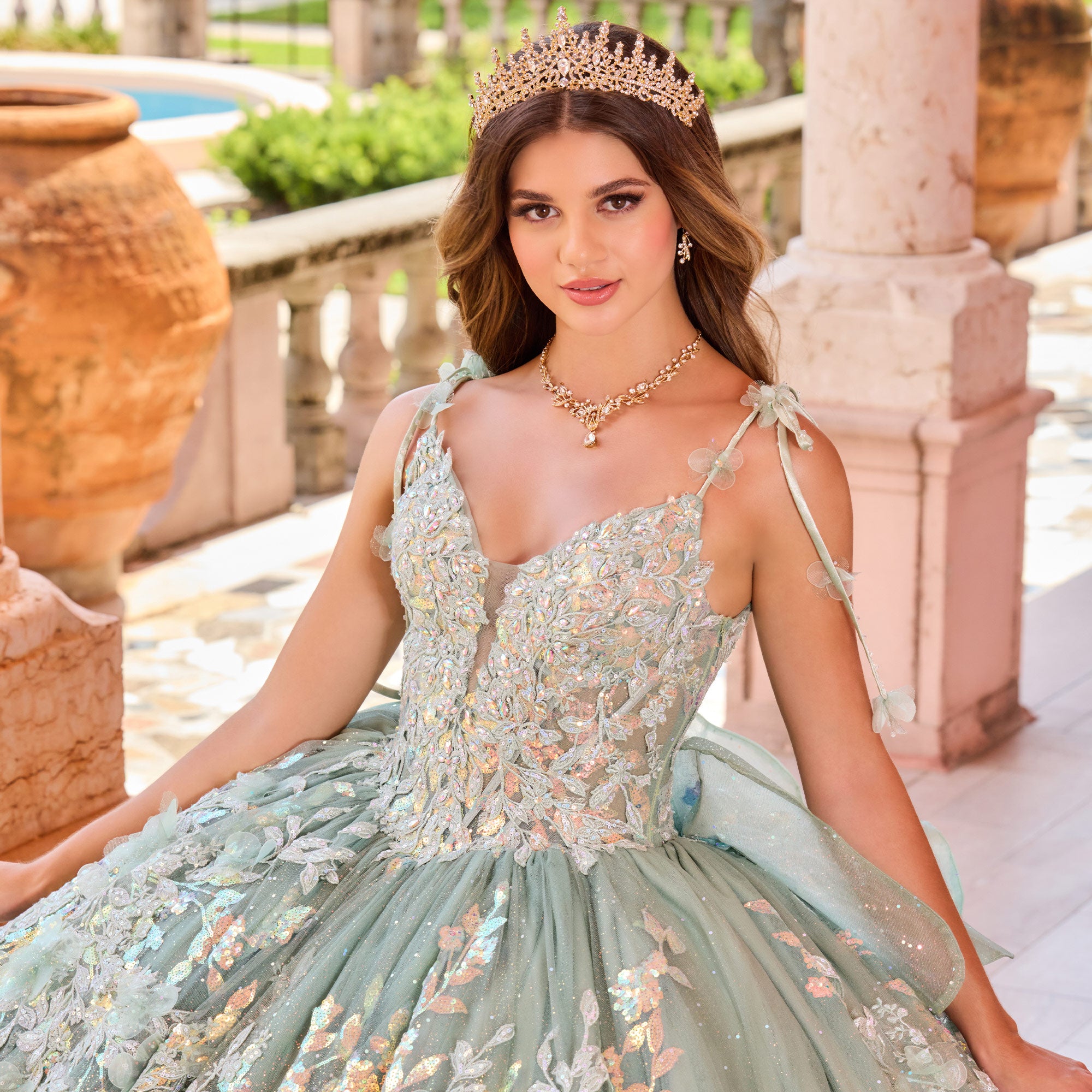 Princesa by Ariana Vara PR30157- Bow/Tie Straps Quince Gown