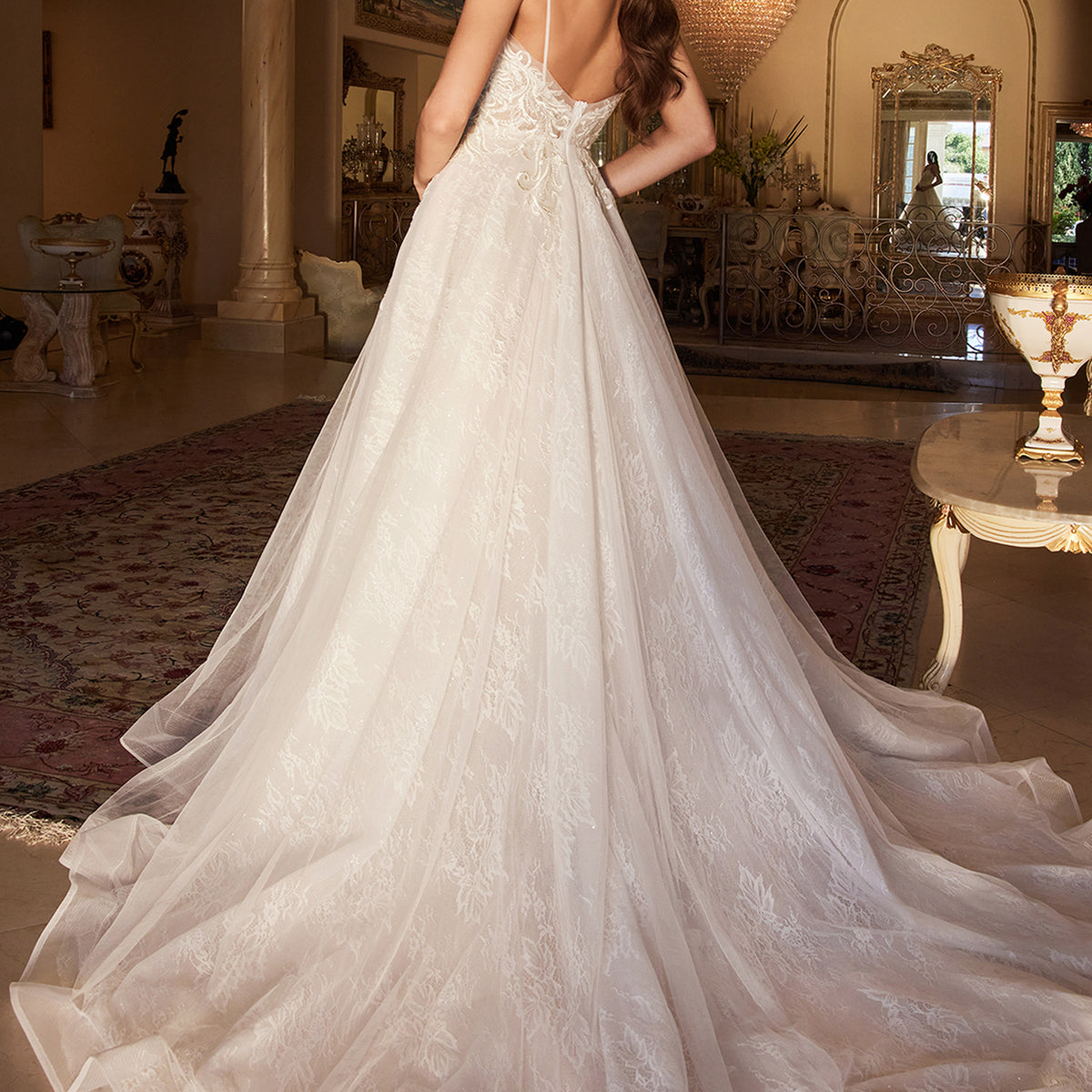 Andrea and Leo A1102W - Chantilly Lace A-Line Bridal Gown 18 / French White Andrea and Leo A1102W - Chantilly Lace A-Line Bridal Gown 18 / French White