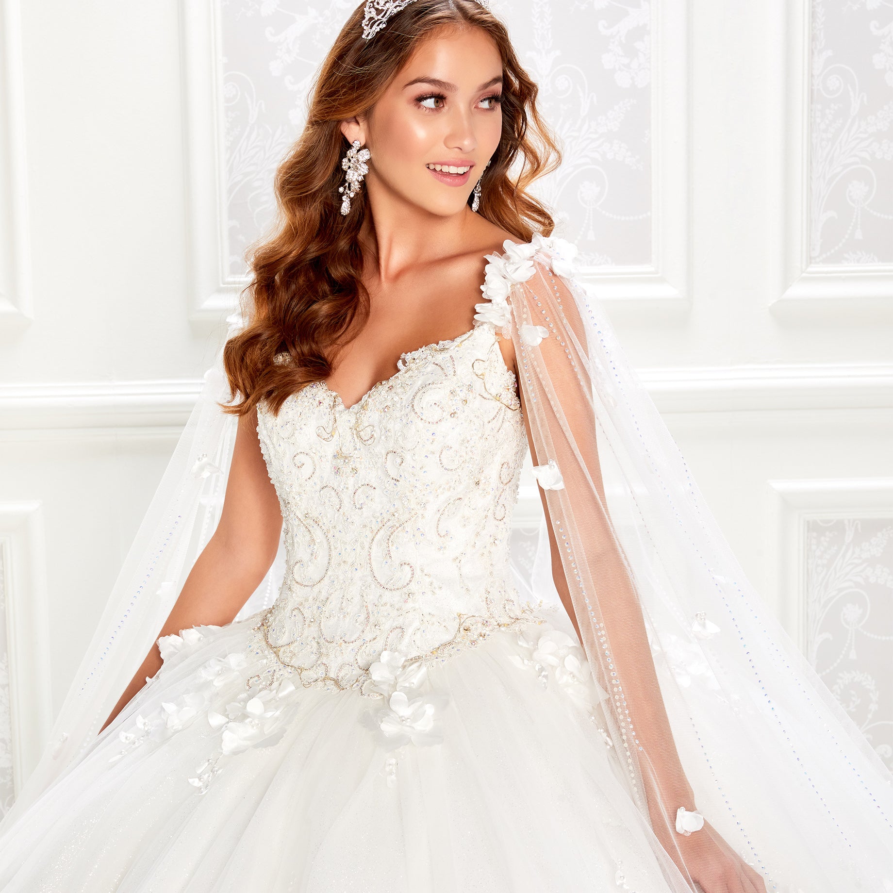 Princesa by Ariana Vara - PR22021 Embellished Appliqued Lighted Ballgown