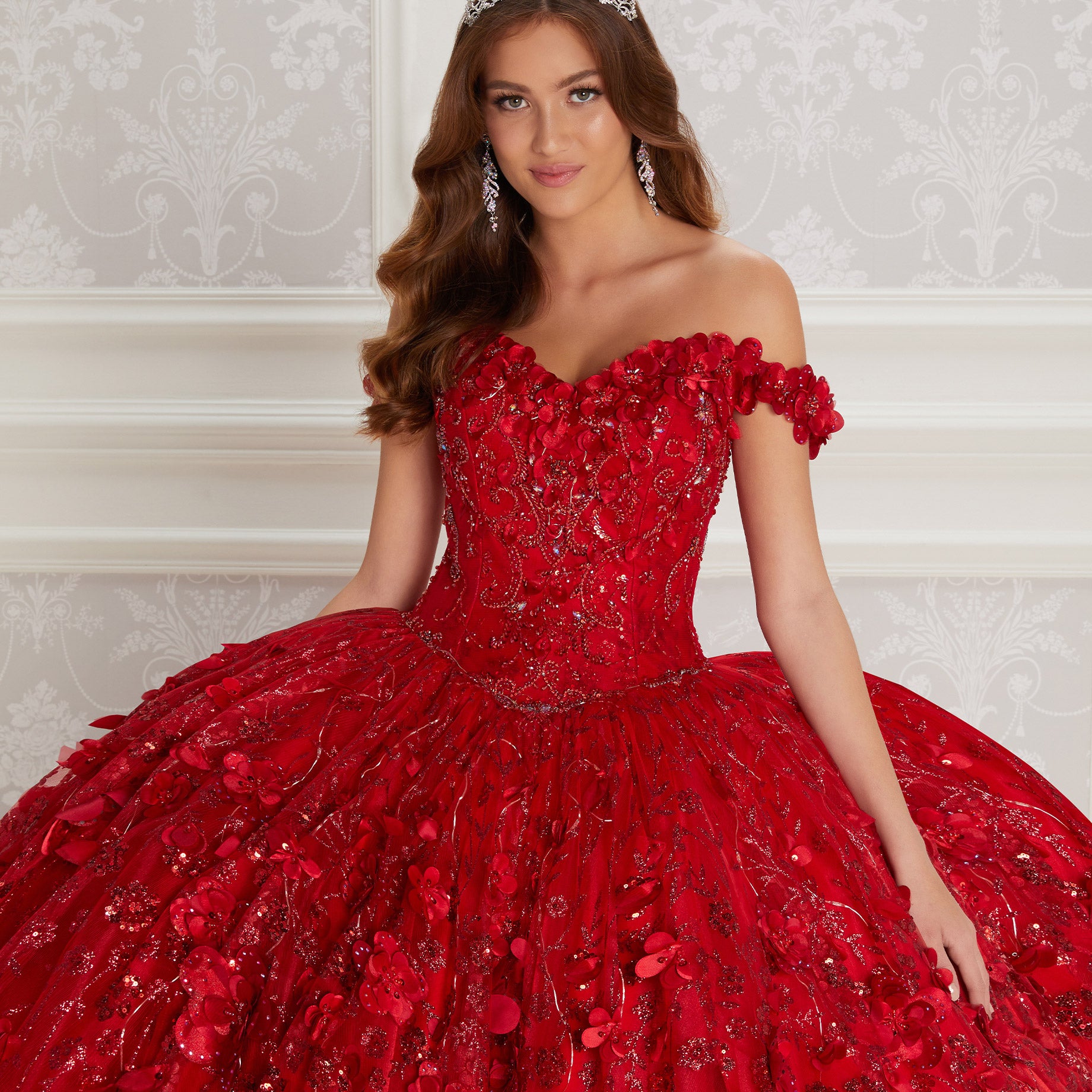 Princesa by Ariana Vara - PR22036 Floral Ball Gown with Lights