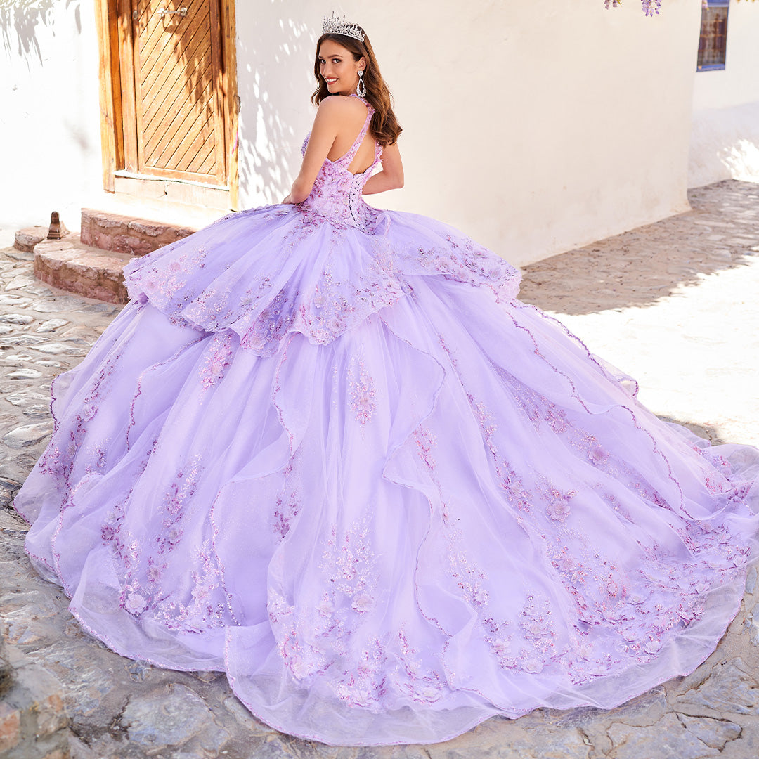Princesa by Ariana Vara PR30082 - Floral Halter Ballgown